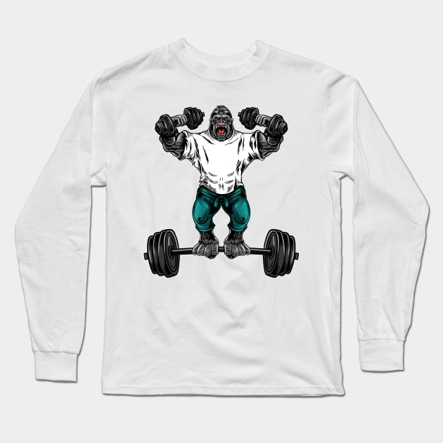 gorilla fitness Long Sleeve T-Shirt by Mako Design 